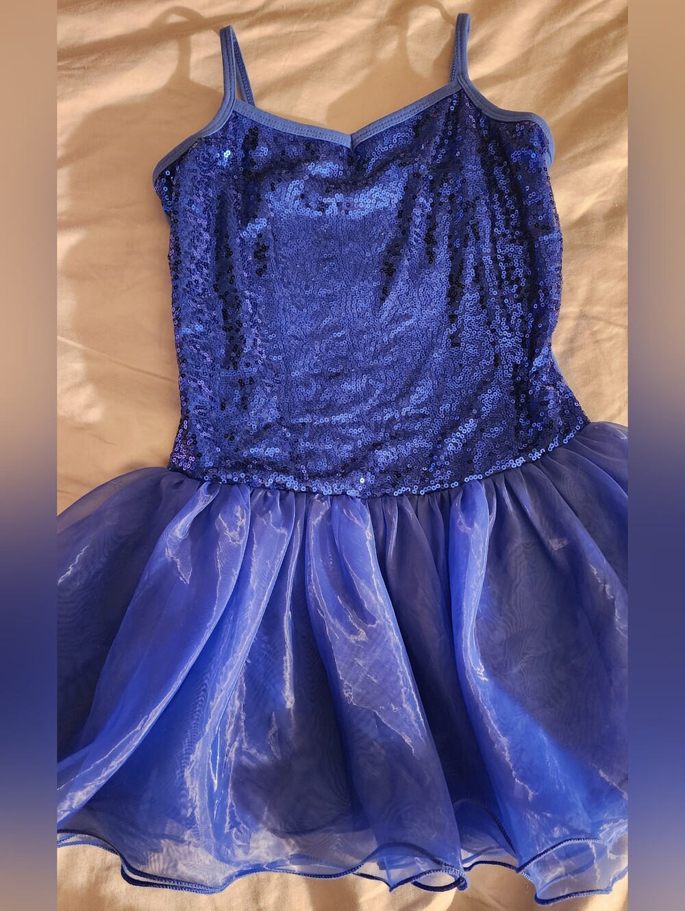Blue Sequin Tulle Dance Costume Dress for Kids